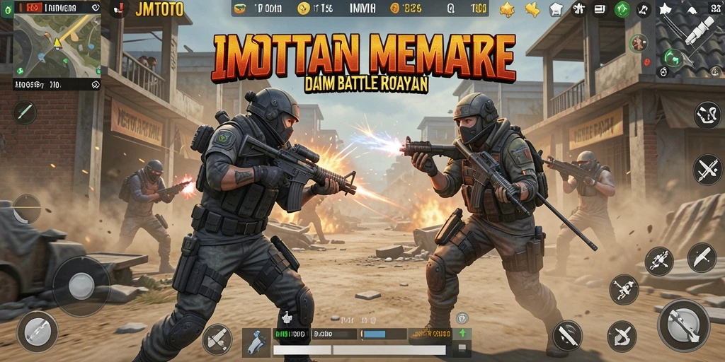 Tangkapan layar JMTOTO menampilkan aksi seru dalam pertempuran Battle Royale.