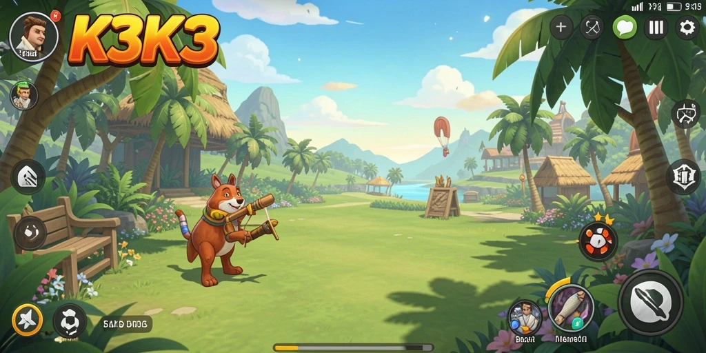 Tampilan gameplay K3K3 dengan grafis cerah dan tantangan yang menarik.