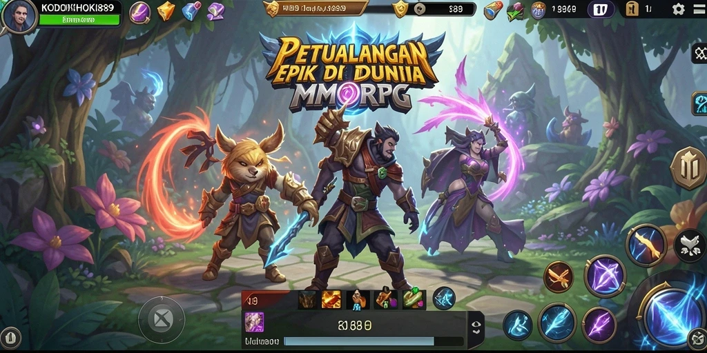 Tangkapan layar menunjukkan pertarungan epik di dunia MMORPG KODOKHOKI889.